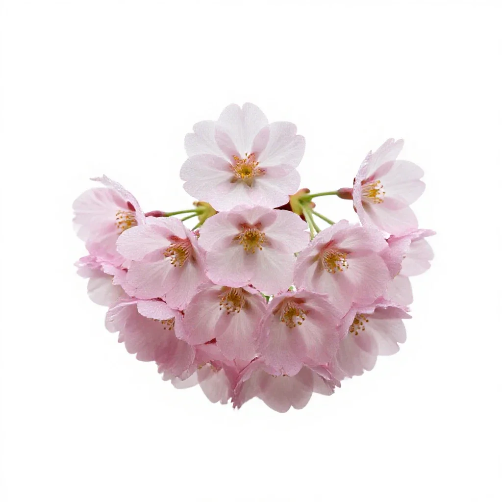 Cherry blossom cluster isolated on a white background