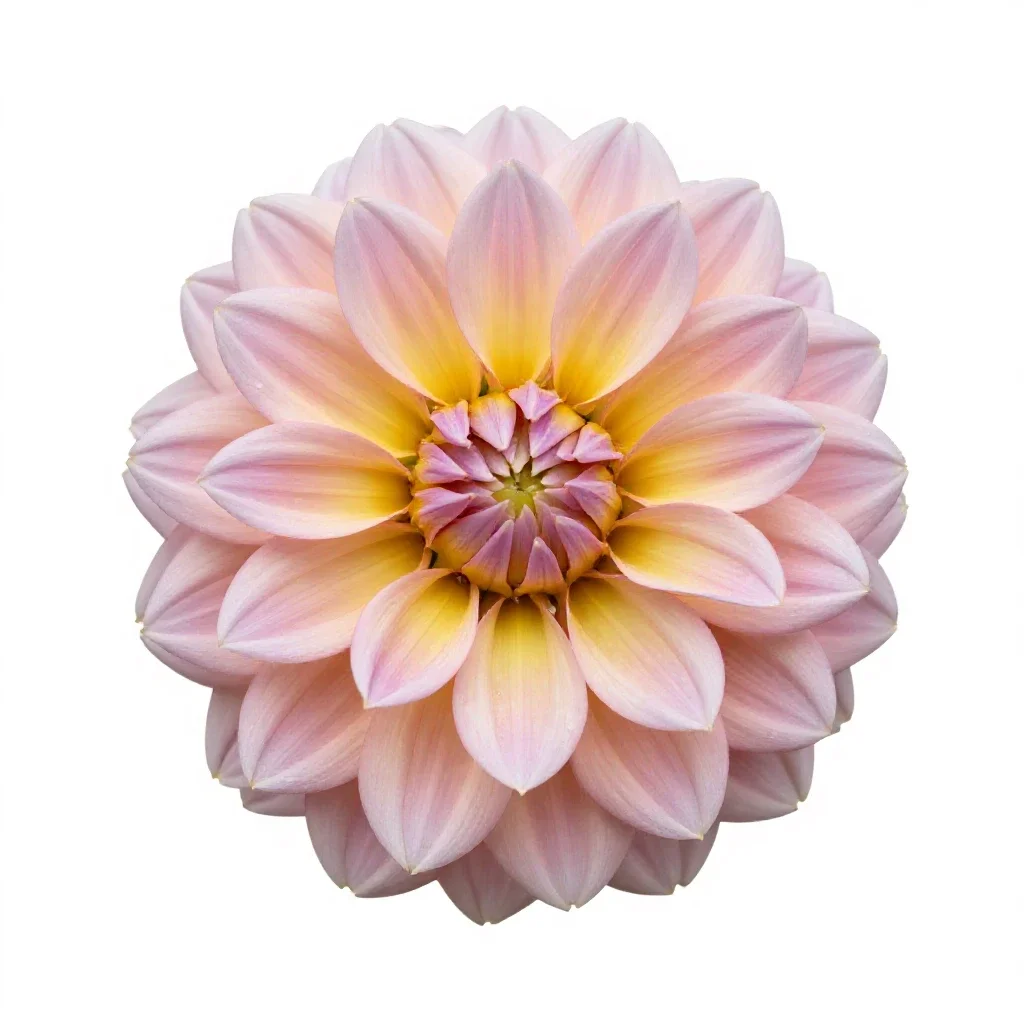 Dahlia with tight petals isolated on a white background