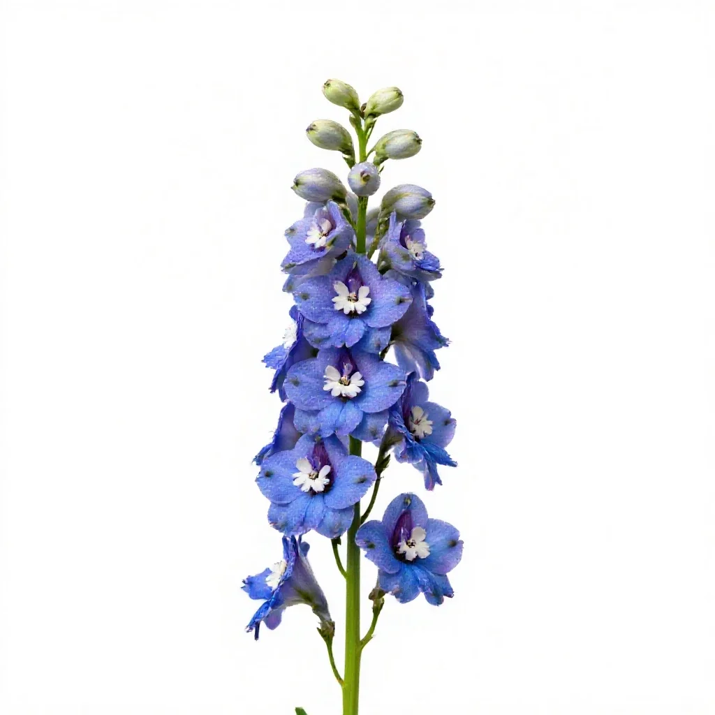 Delphinium stem isolated on a white background