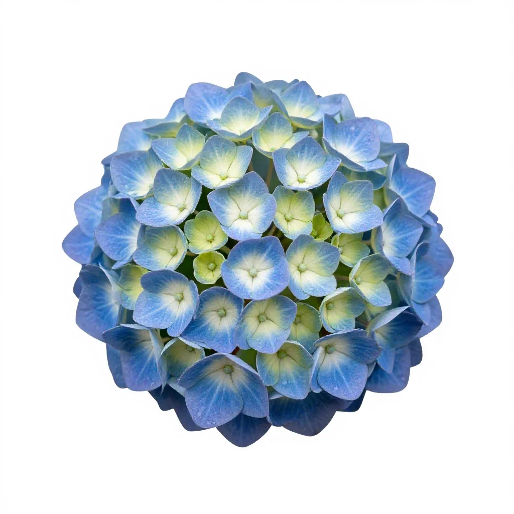 Hydrangea head isolated on a white background