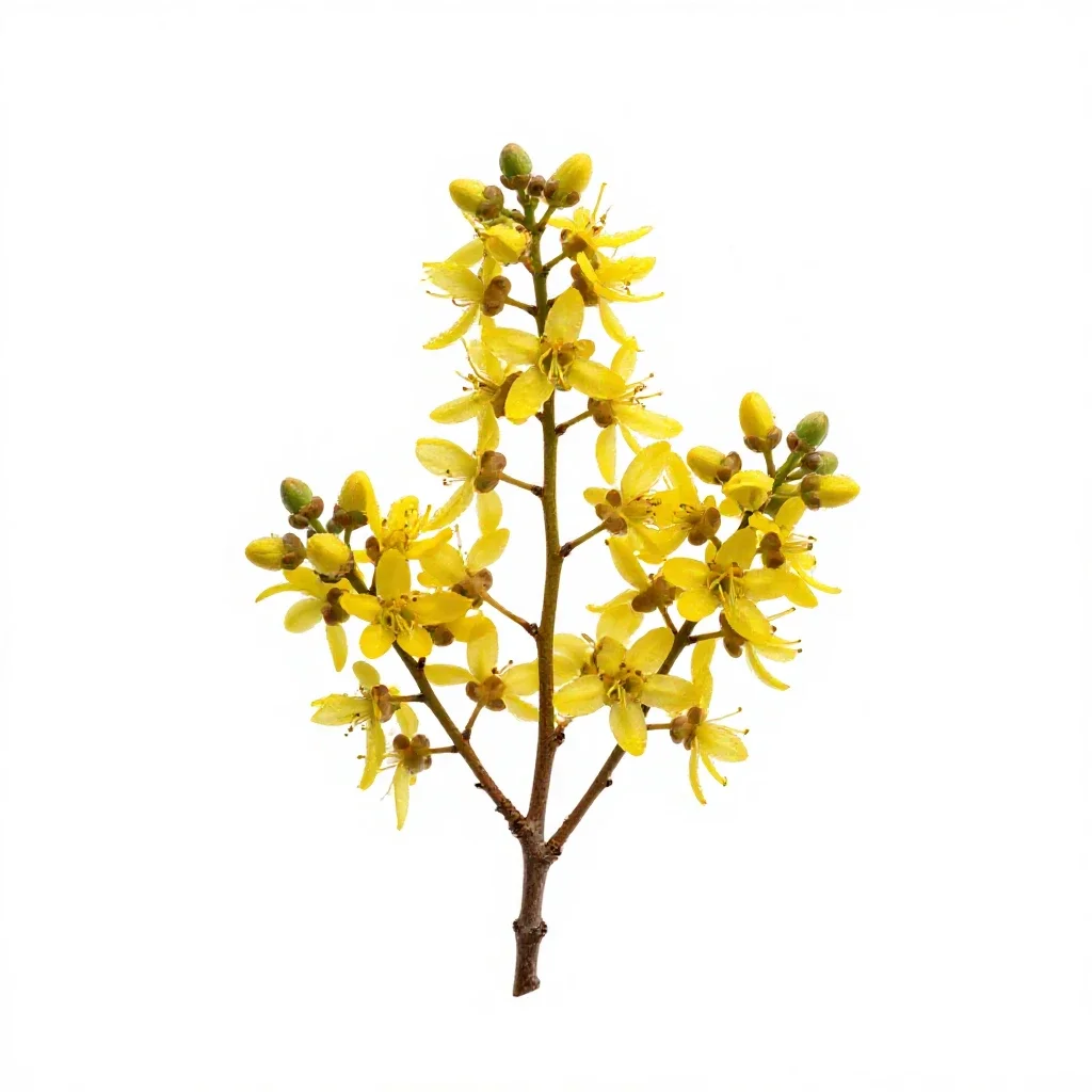 Manuka blossom branch isolated on a white background