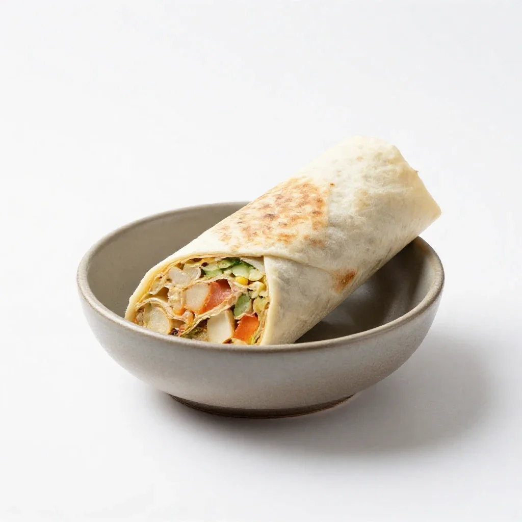 Burrito cut in half isolated on a white background