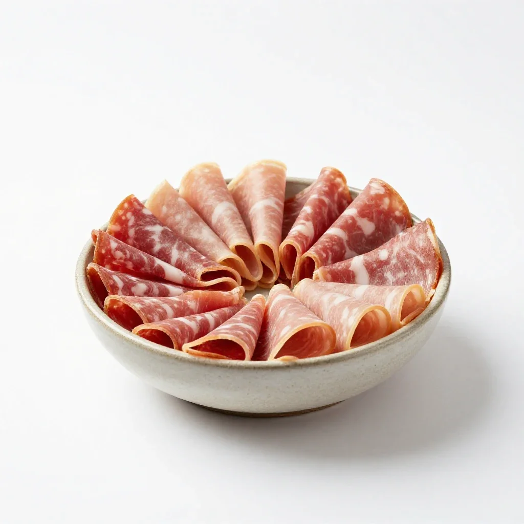 Charcuterie selection isolated on a white background