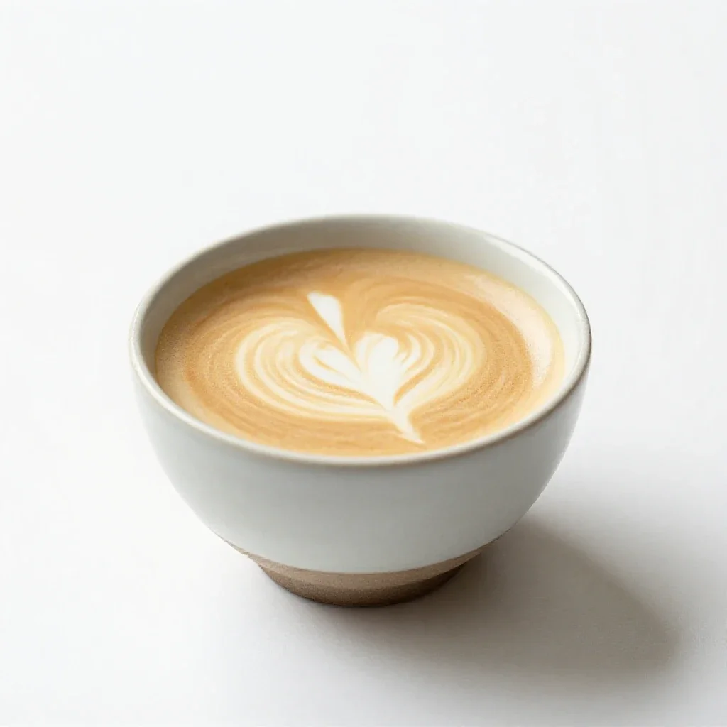 Flat white in a ceramic cup isolated on a white background
