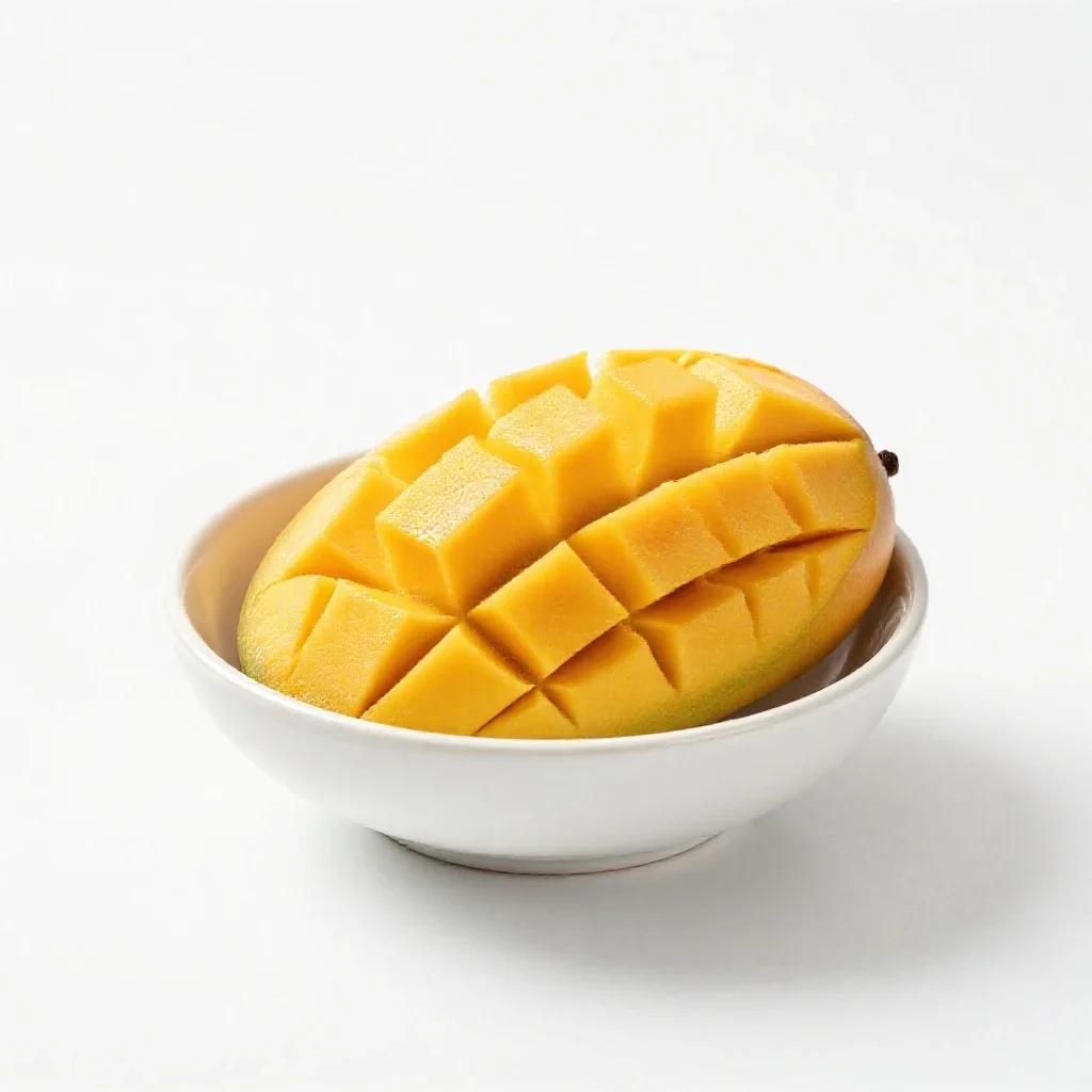 Mango sliced open isolated on a white background