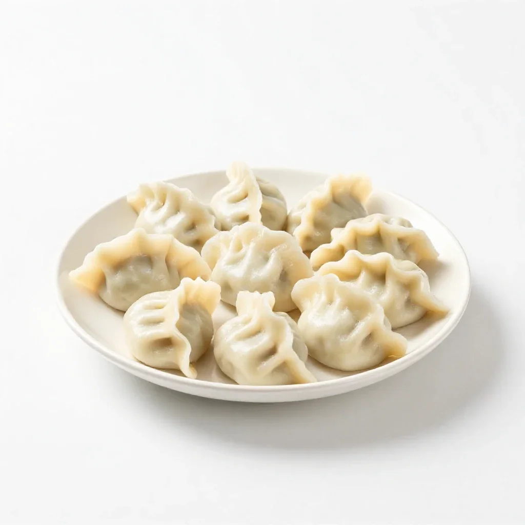 Plate of dumplings isolated on a white background