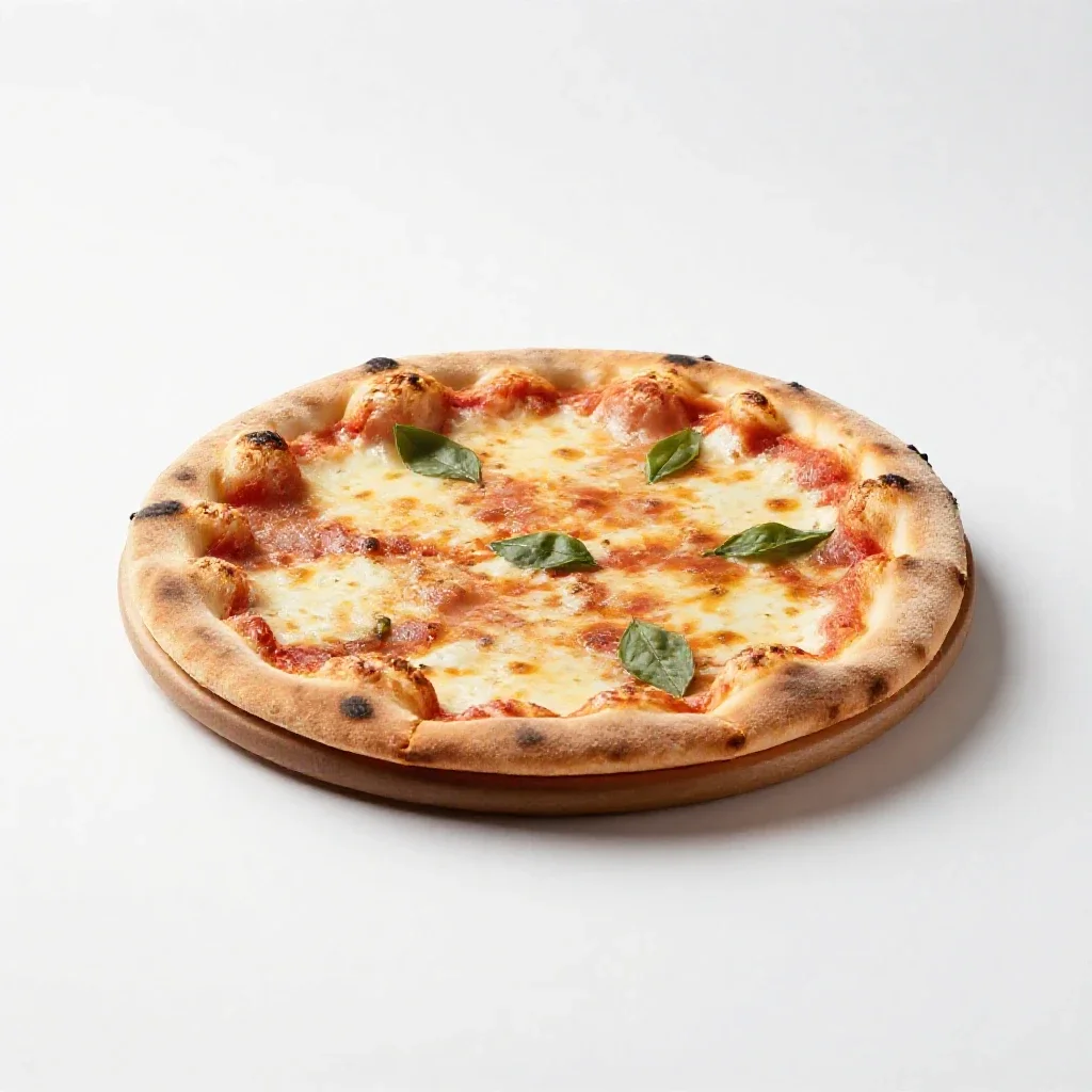 Wood-fired pizza isolated on a white background