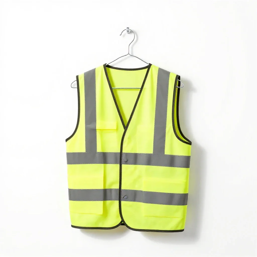 Hi-vis vest on a hook isolated on a white background