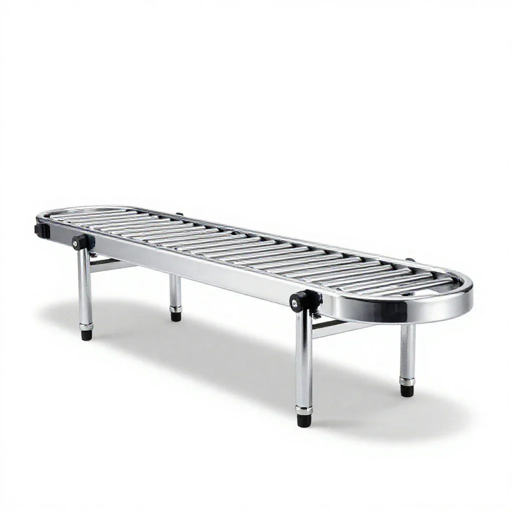 Roller conveyor section isolated on a white background