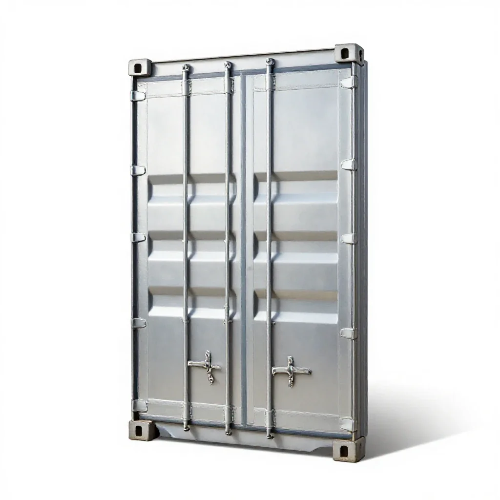 Shipping container door isolated on a white background