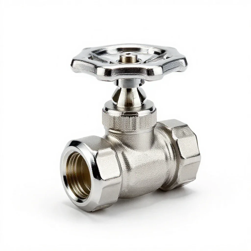 Stainless ball valve isolated on a white background