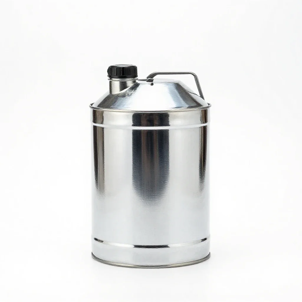 Steel jerry can isolated on a white background