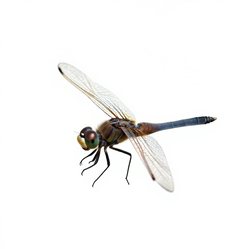 Dragonfly with veined wings isolated on a white background