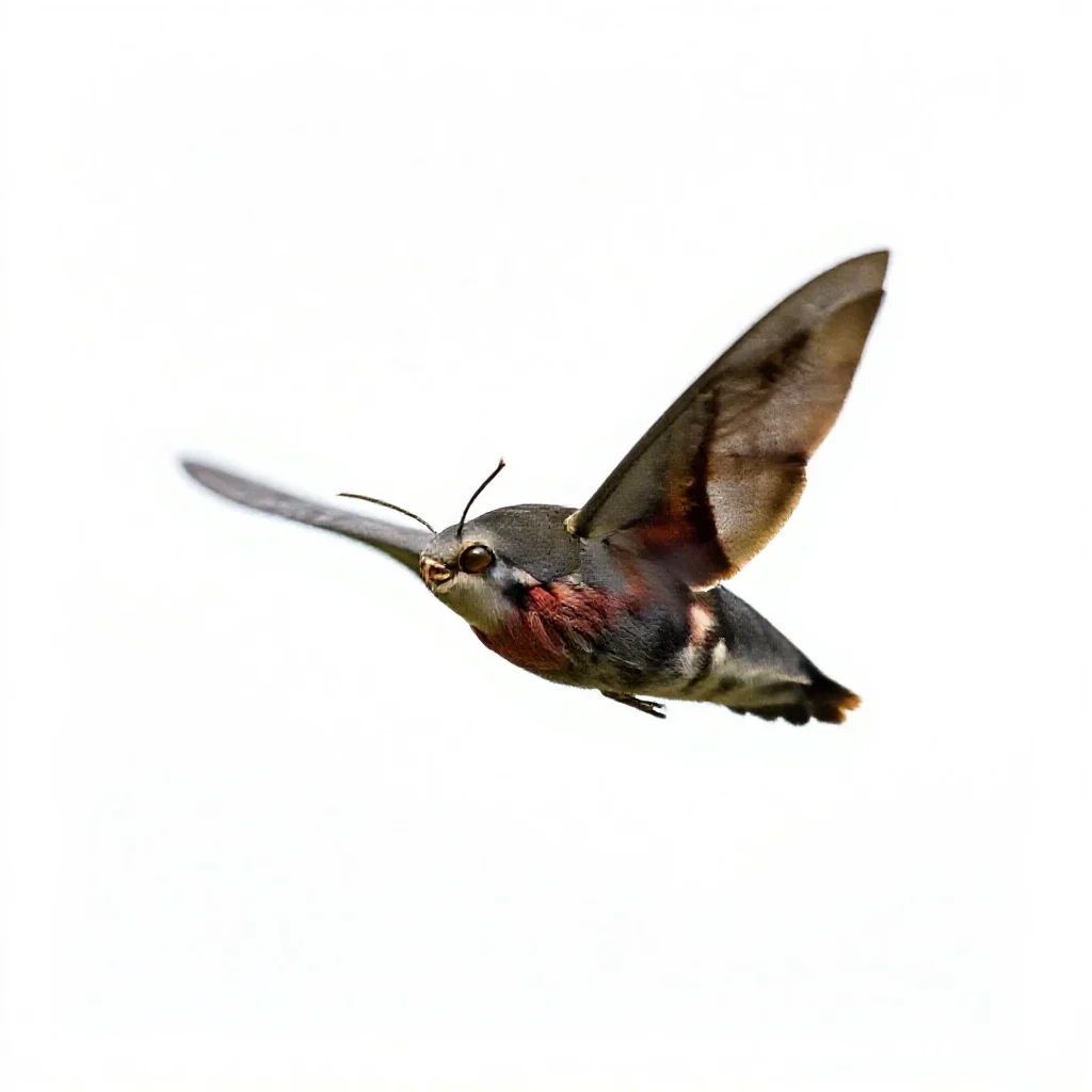 Hawk moth in flight isolated on a white background