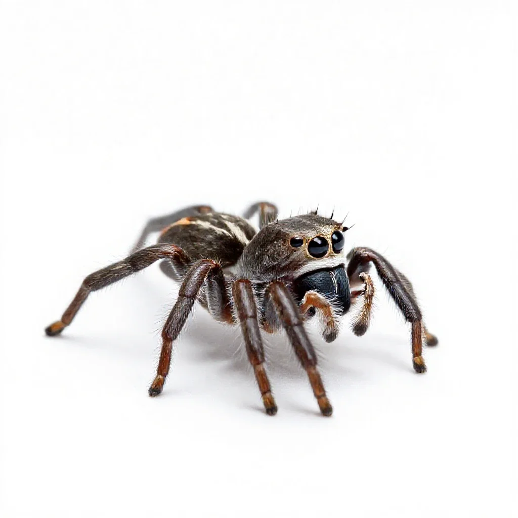 Jumping spider isolated on a white background