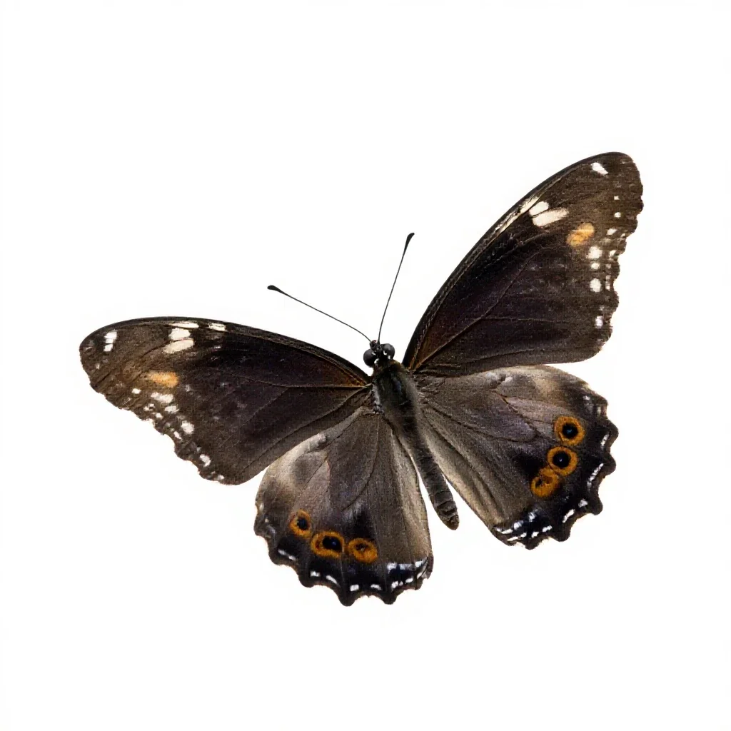 Monarch butterfly with open wings isolated on a white background