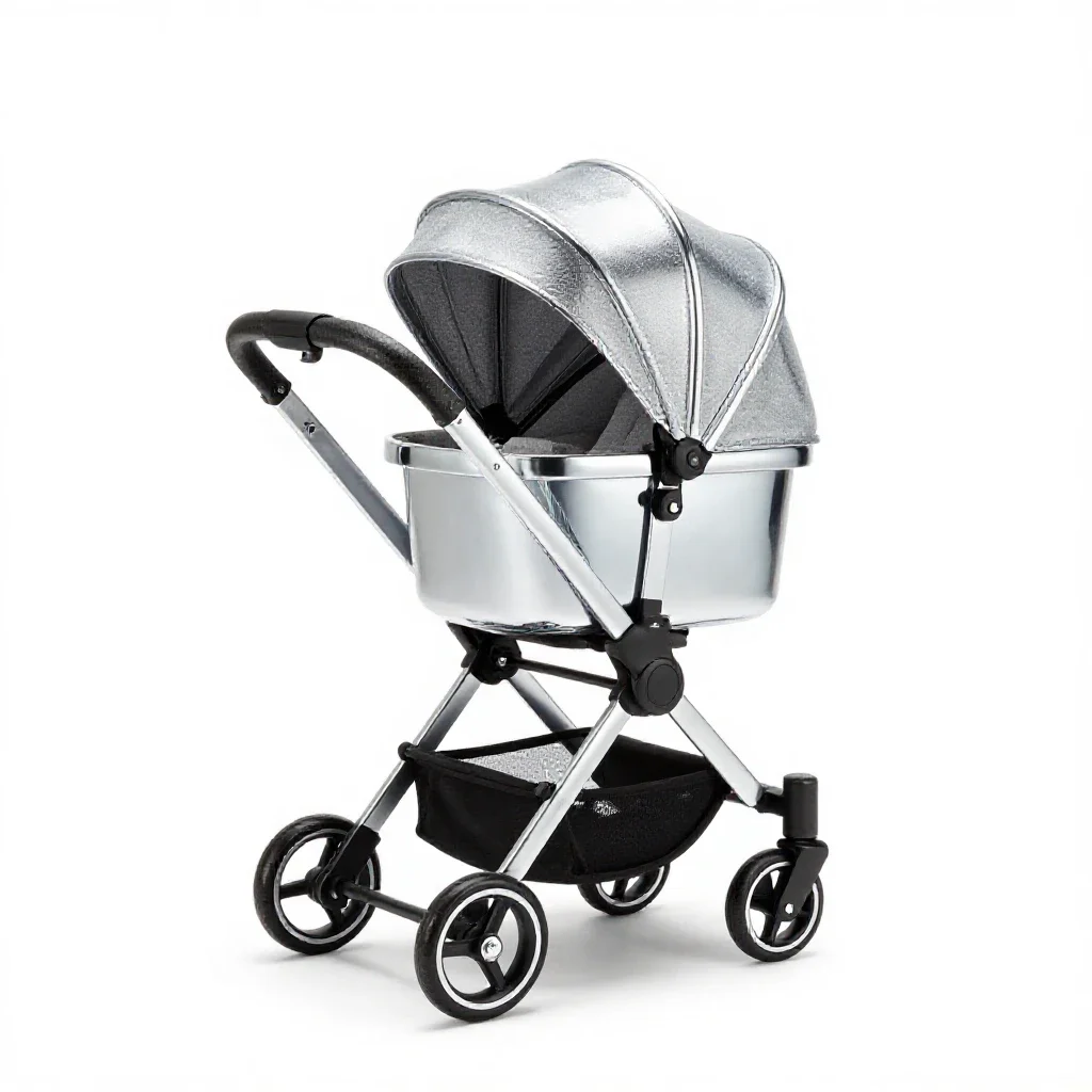 Dolls pram isolated on a white background
