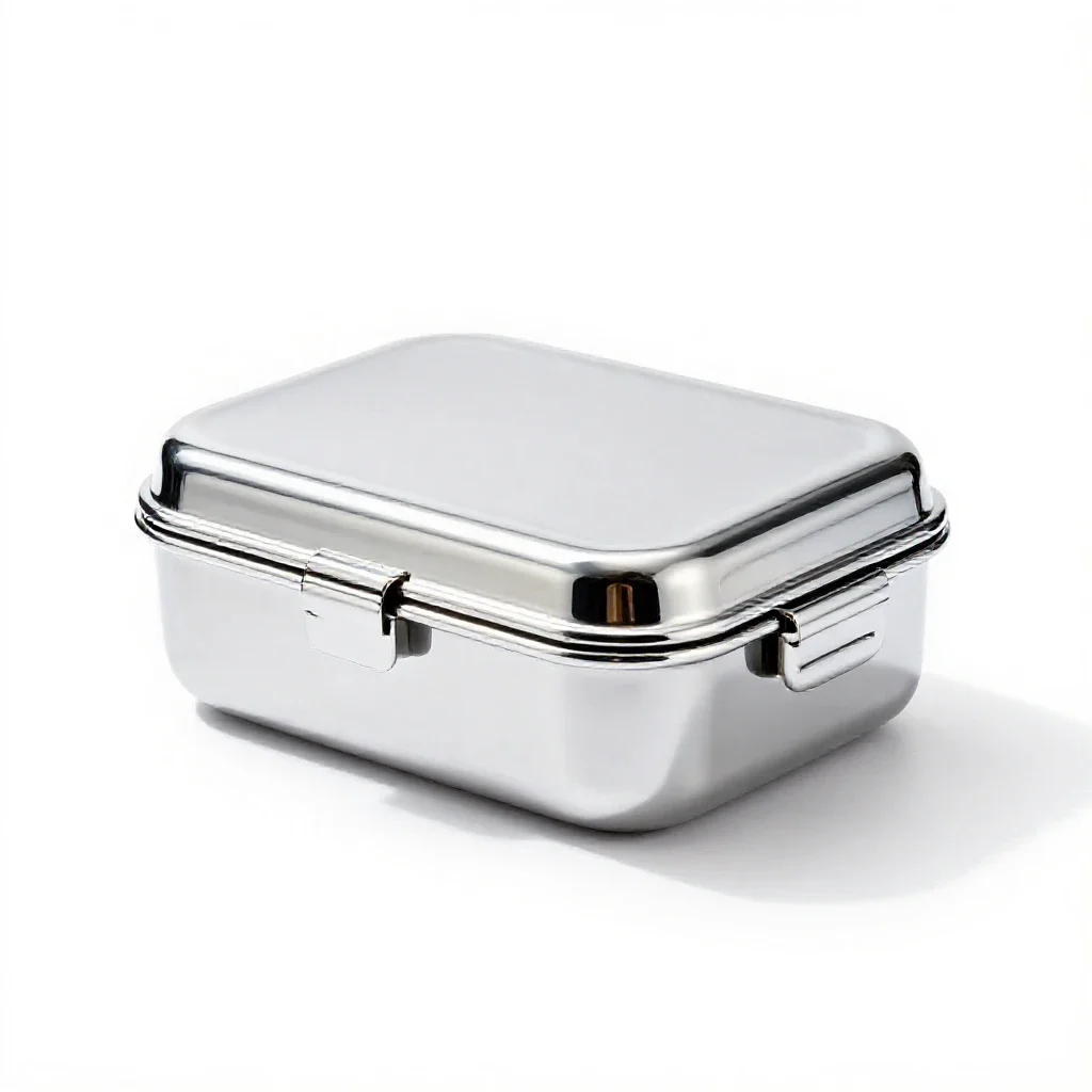 Lunch box with clips isolated on a white background