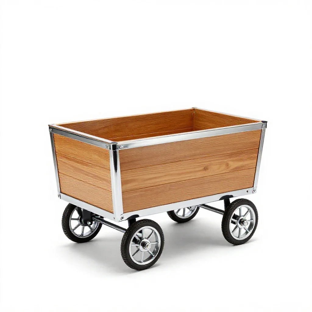 Wagon with wooden sides isolated on a white background