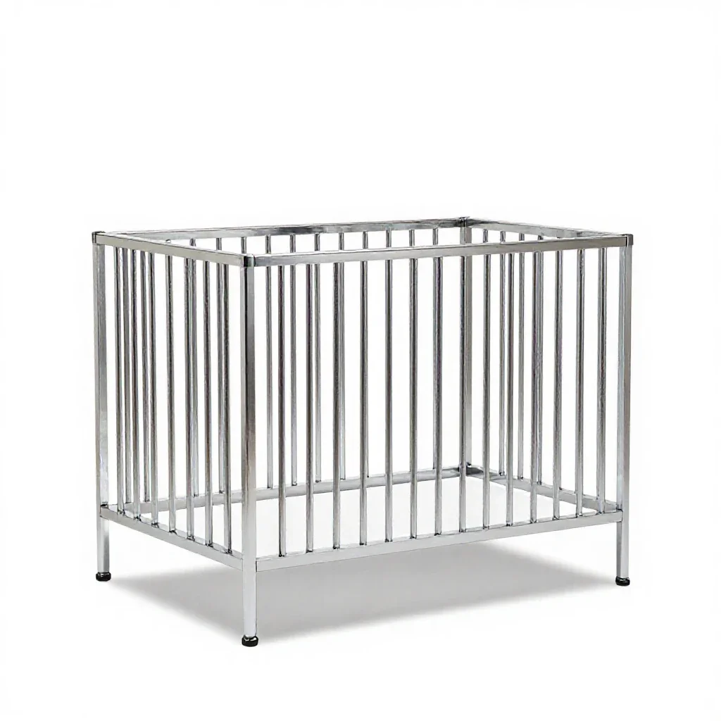 Wooden crib isolated on a white background