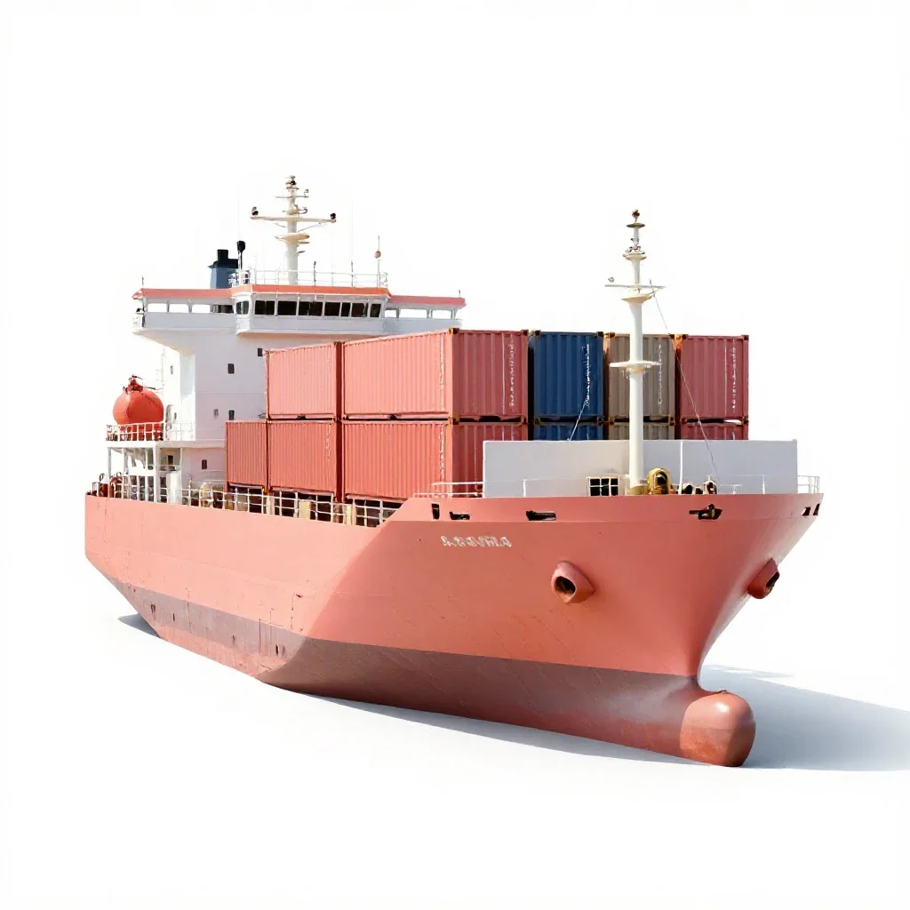 Container ship isolated on a white background