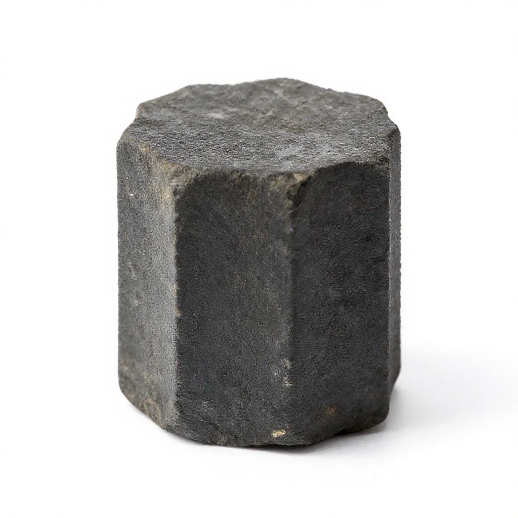 Basalt column fragment isolated on a white background