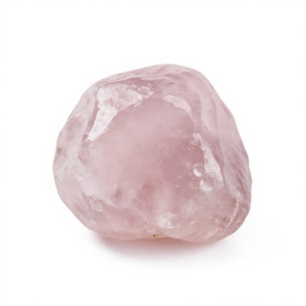 Chunk of rose quartz isolated on a white background