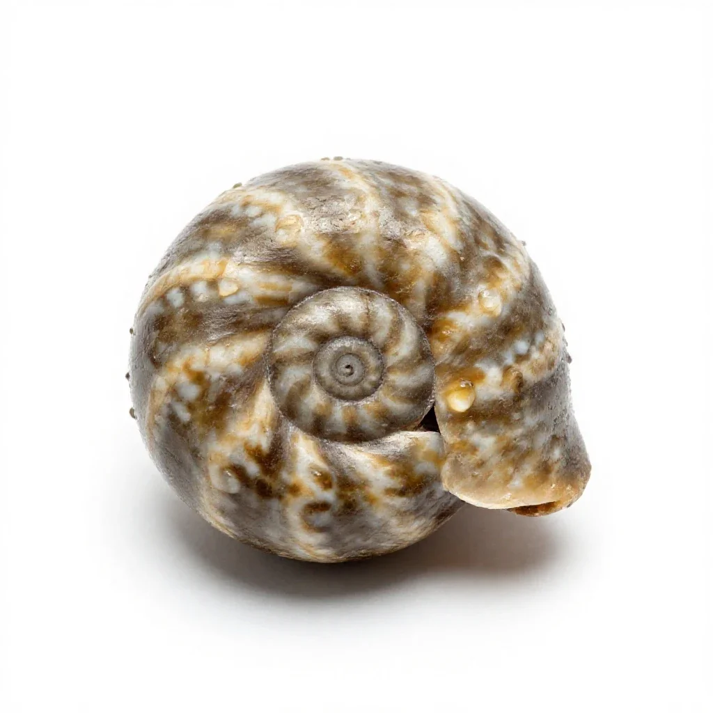 Fossilised ammonite isolated on a white background