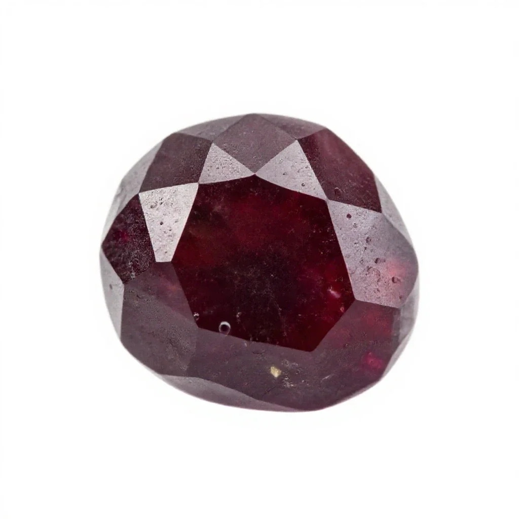 Garnet in matrix isolated on a white background