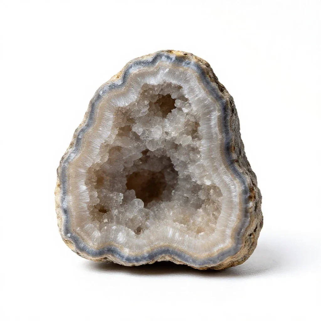 Geode with calcite isolated on a white background