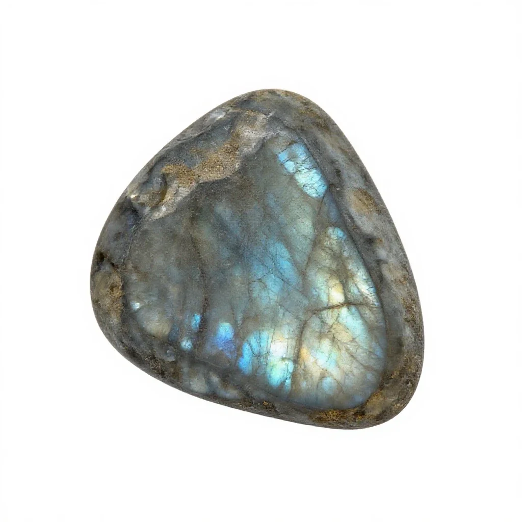 Labradorite slab isolated on a white background