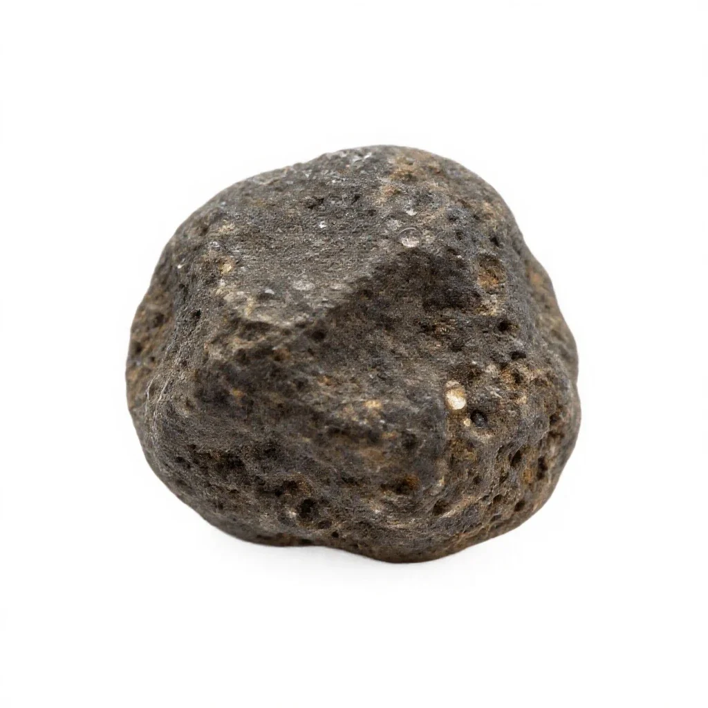 Meteorite fragment isolated on a white background