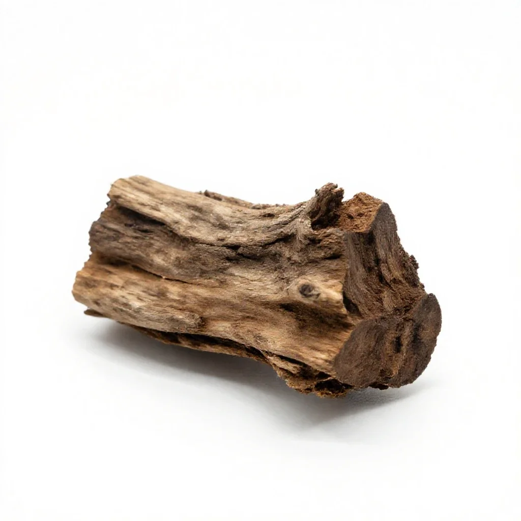 Piece of petrified wood isolated on a white background