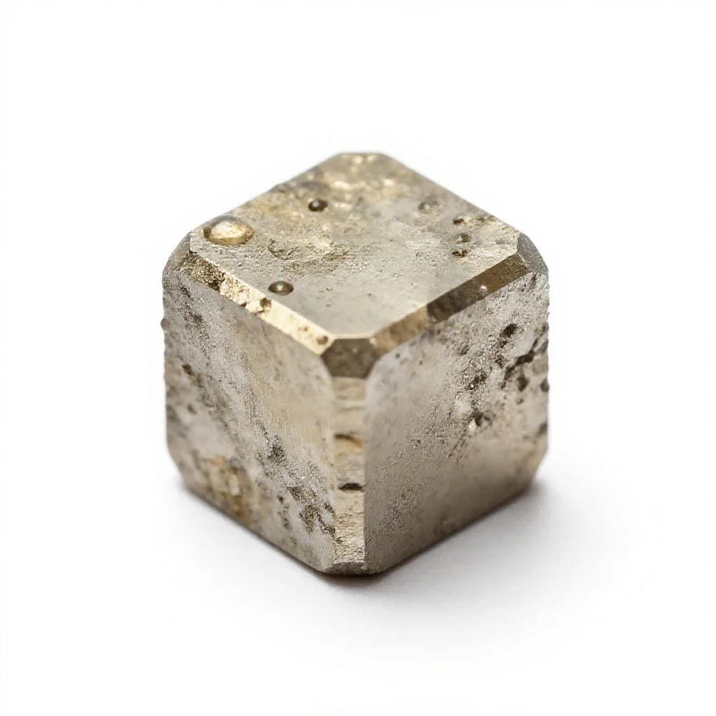 Pyrite cube isolated on a white background