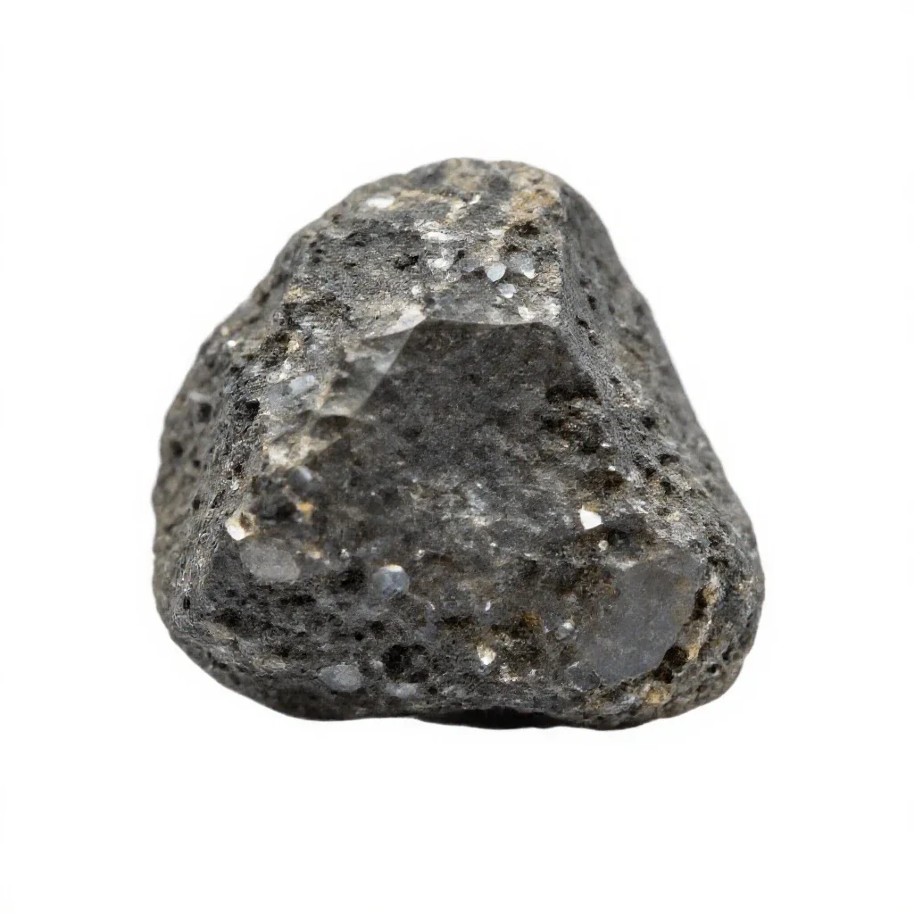 Raw diamond in kimberlite isolated on a white background