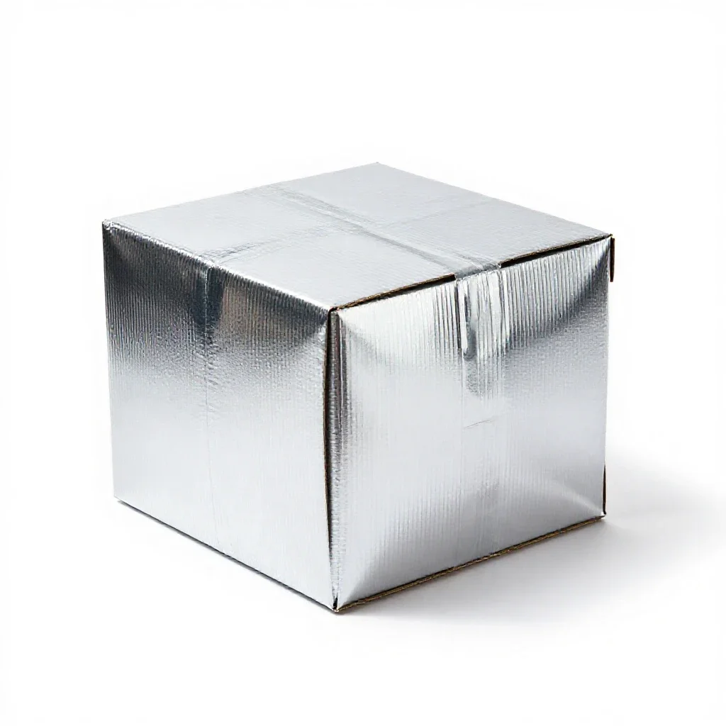 Corrugated shipping carton isolated on a white background