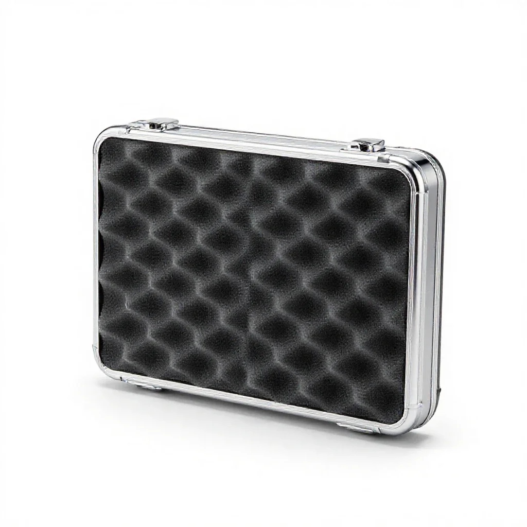 Hard camera case with foam isolated on a white background