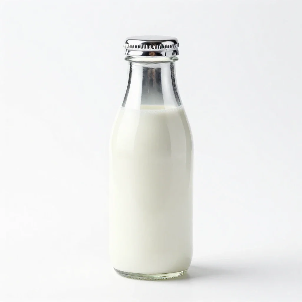 Milk bottle with a foil cap isolated on a white background