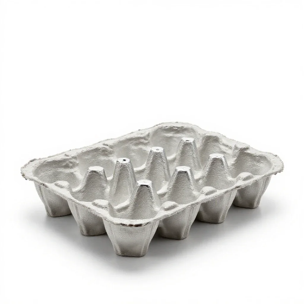 Moulded pulp egg carton isolated on a white background