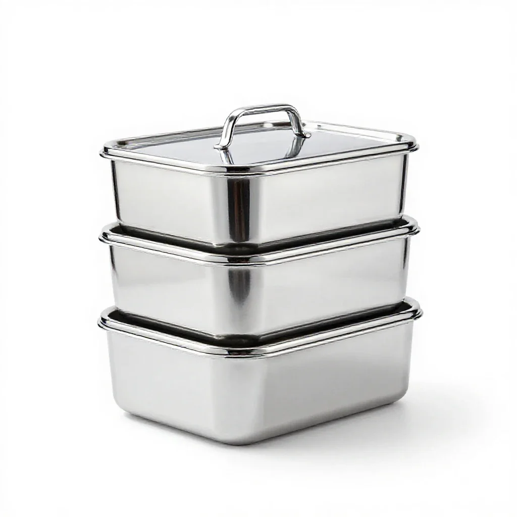 Stackable food storage set isolated on a white background