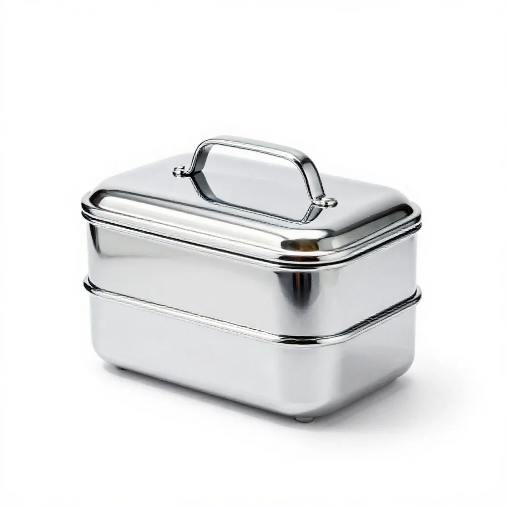Stacked bento tiffin carrier isolated on a white background