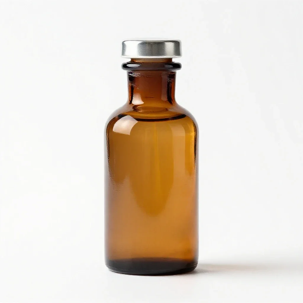 Amber glass apothecary bottle isolated on a white background