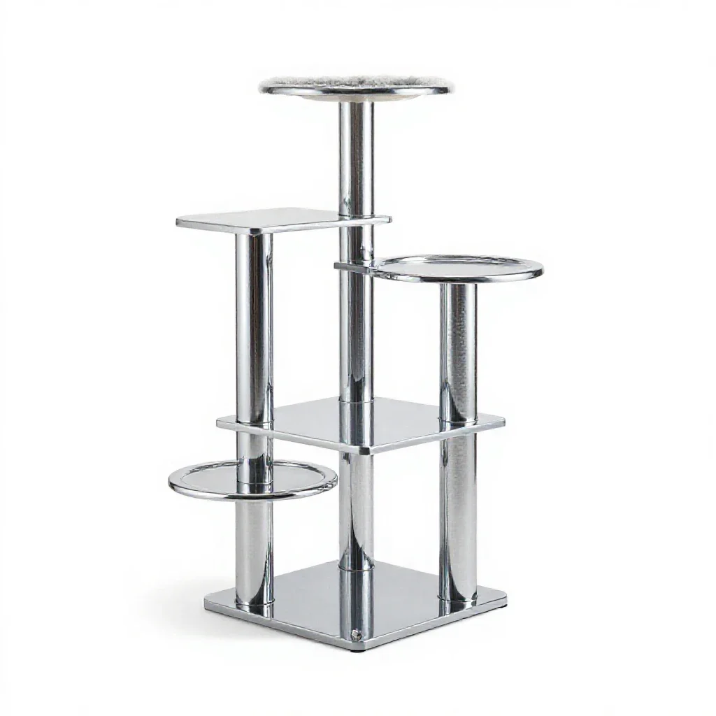 Cat tree with platforms isolated on a white background