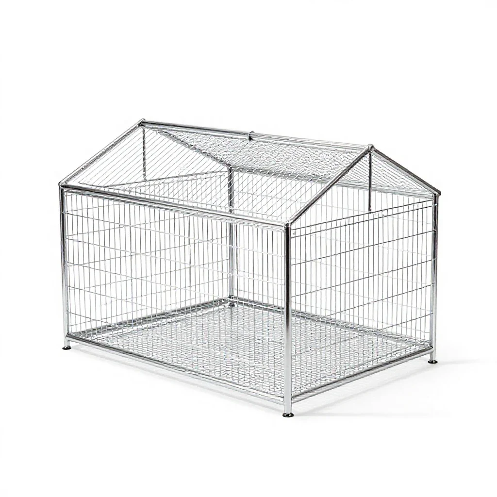 Chicken coop with a run isolated on a white background