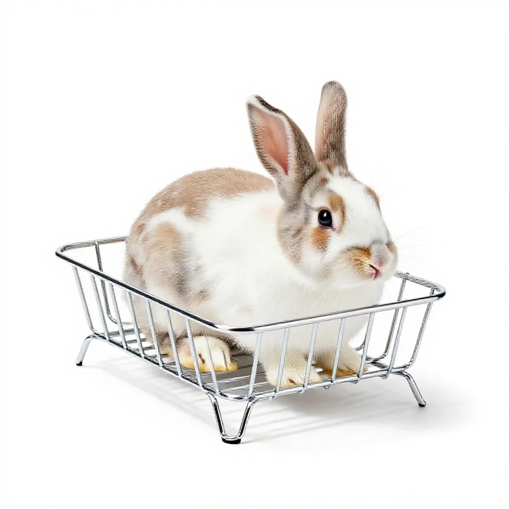 Hay rack for rabbits isolated on a white background