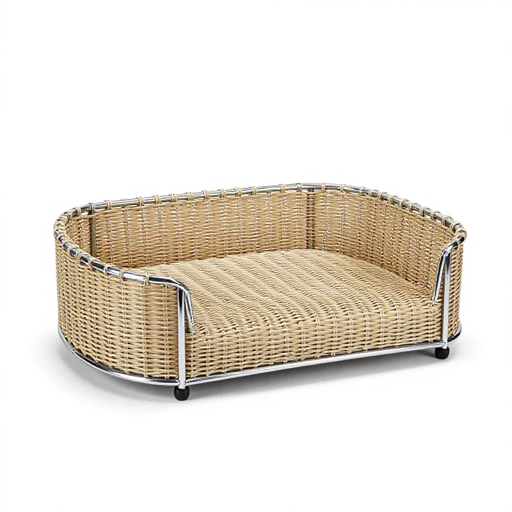 Woven dog bed isolated on a white background