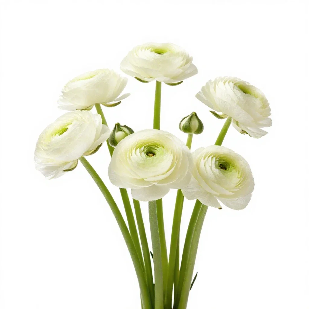 Bunch of ranunculus isolated on a white background