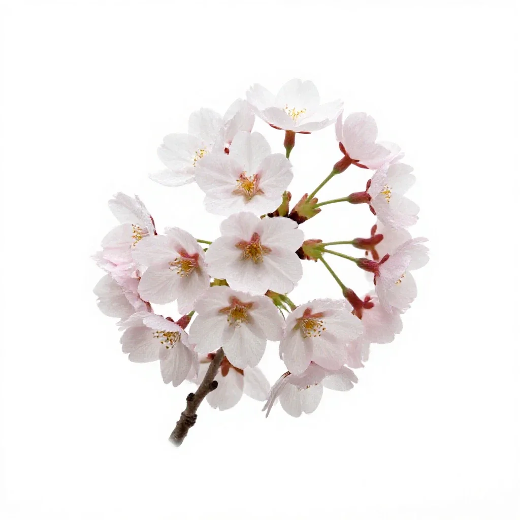 Cherry blossom branch isolated on a white background