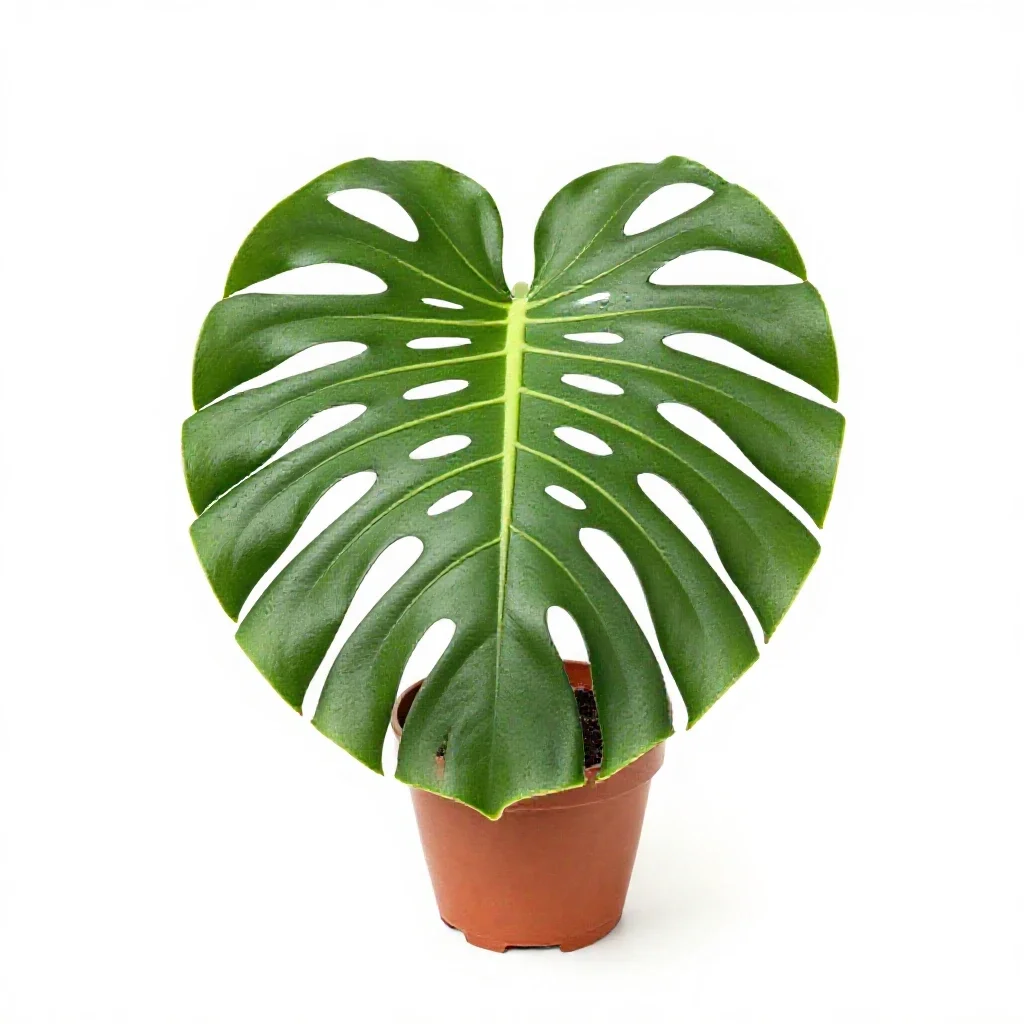 Monstera deliciosa in a pot isolated on a white background