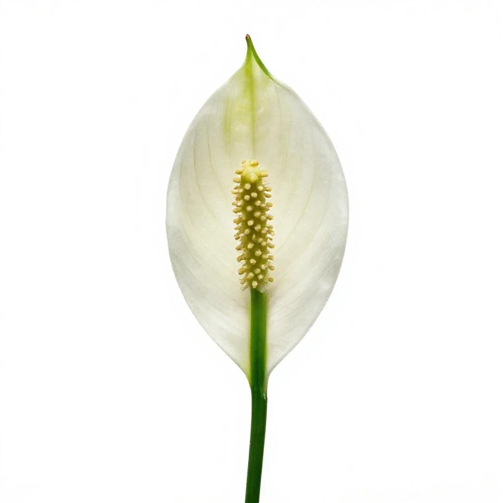 Peace lily in bloom isolated on a white background